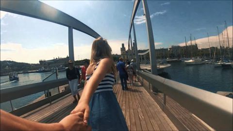 情侣旅行港湾蓝