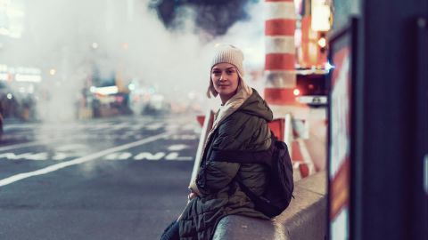 冷蓝夜城市灯光